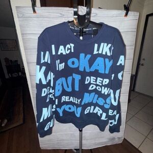 Graphic Blue and Black Sweatshirt